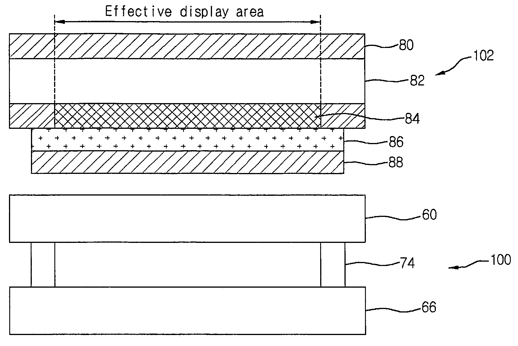 EMI shielding film of a flat panel display device including a mesh frame of two-layered structure