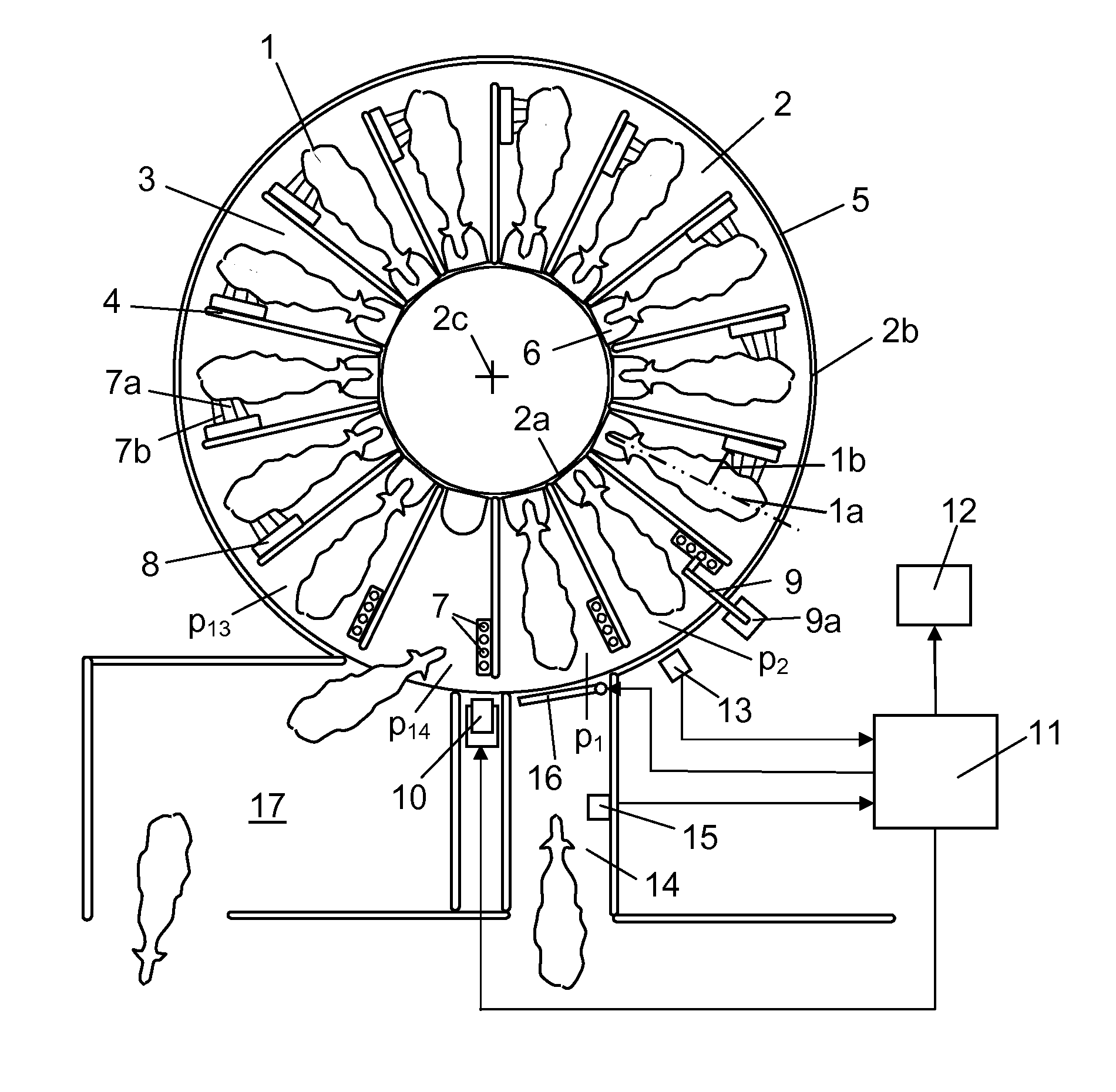 Arrangement for automatically cleaning teat cups of a rotary milking platform