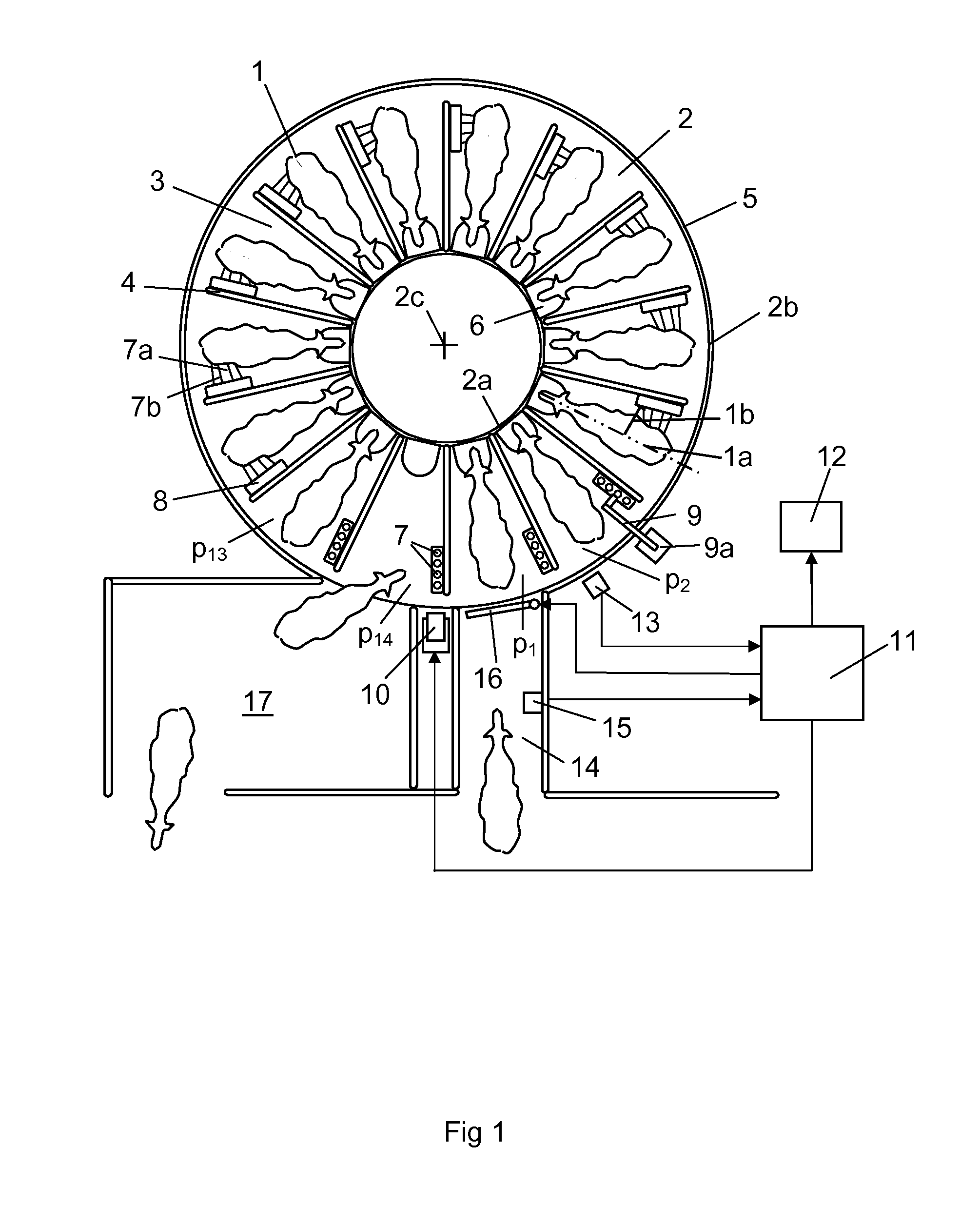 Arrangement for automatically cleaning teat cups of a rotary milking platform