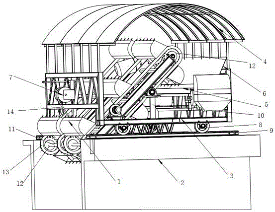 Truss-vehicle type dredging machine