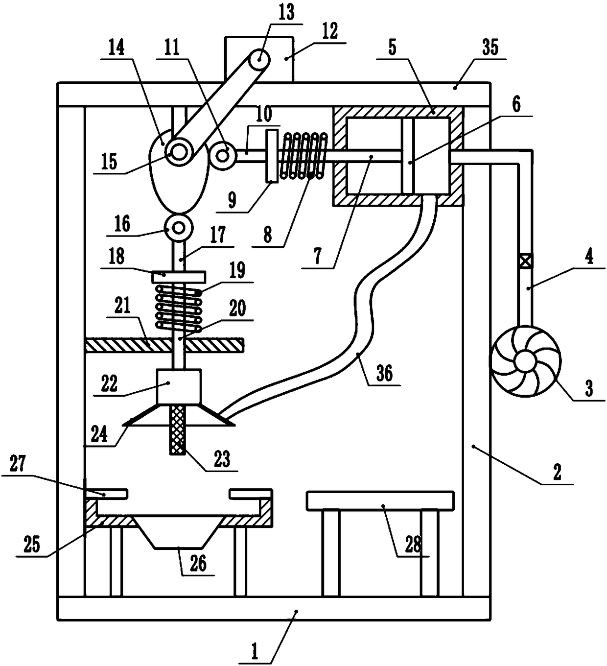 Box shaft hole inner wall grinding device used for speed changing box machining