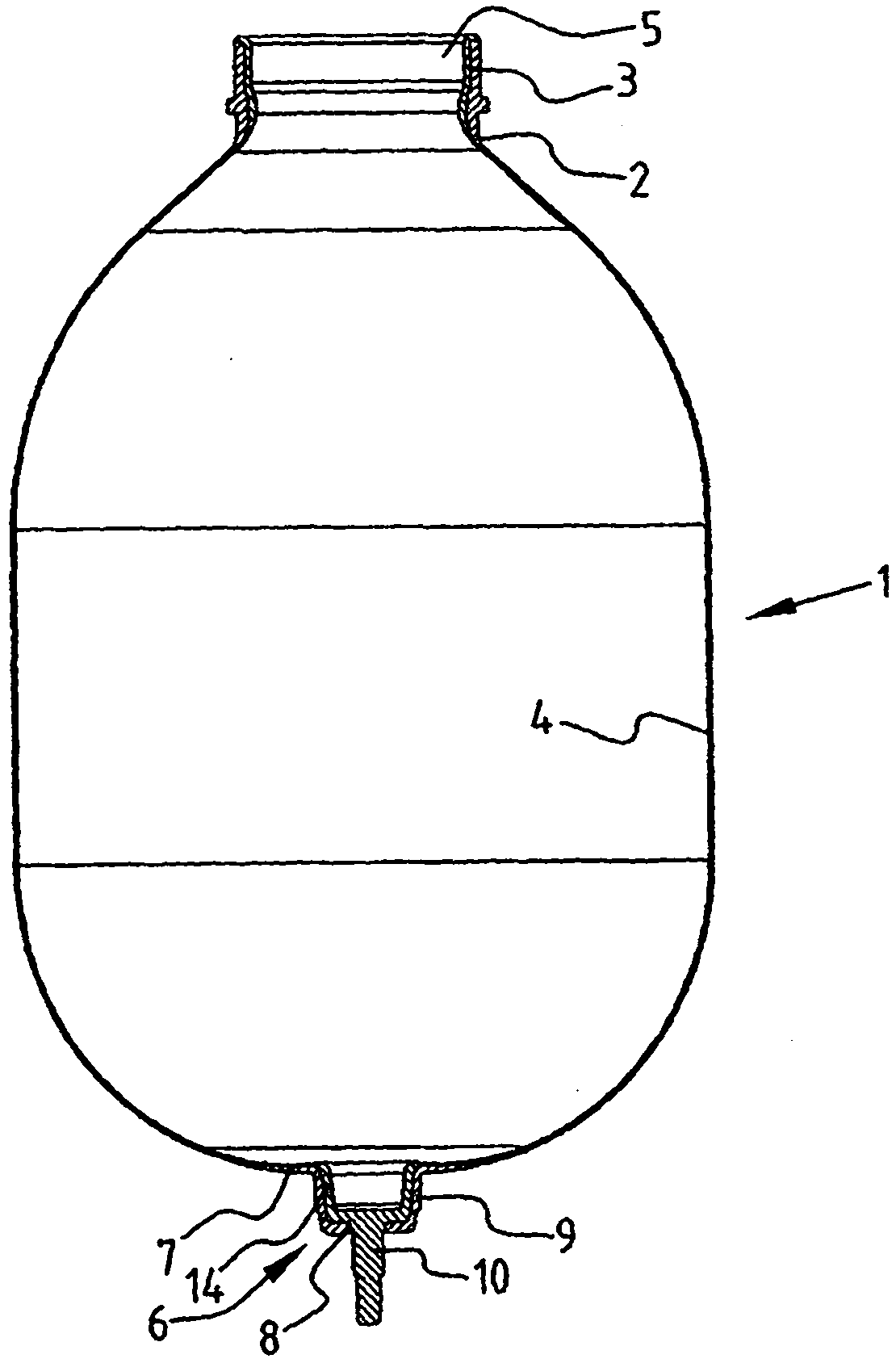 Container with deformable inner container and method for manufacture thereof