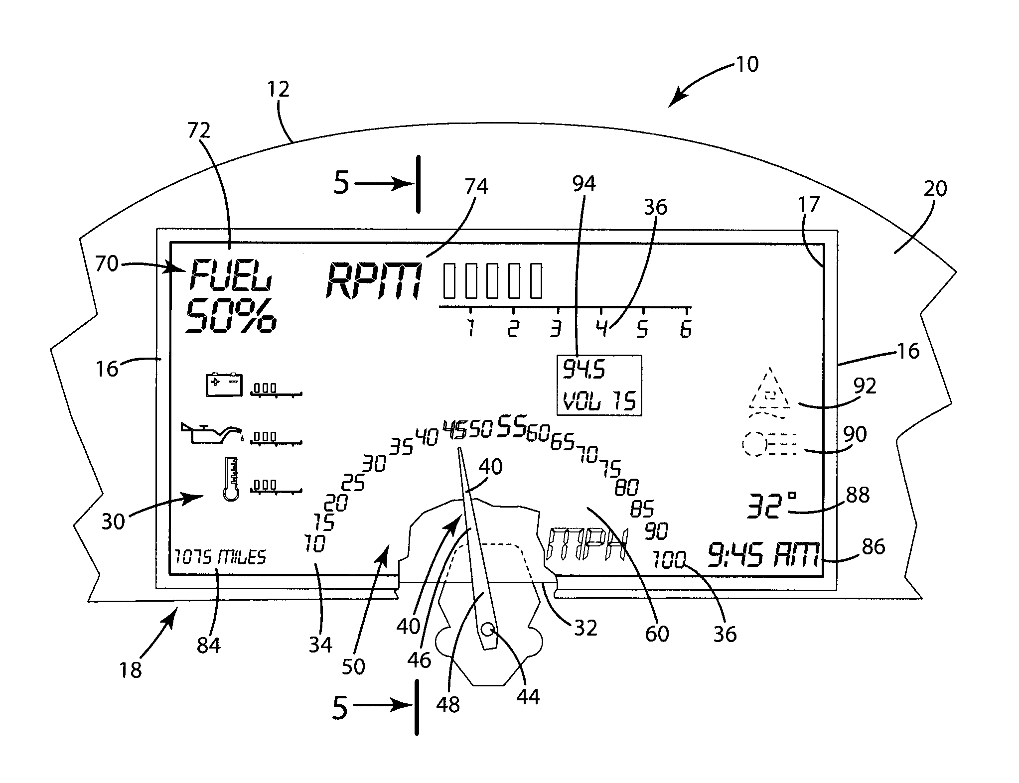 Hidden offset pointer over reconfigurable display