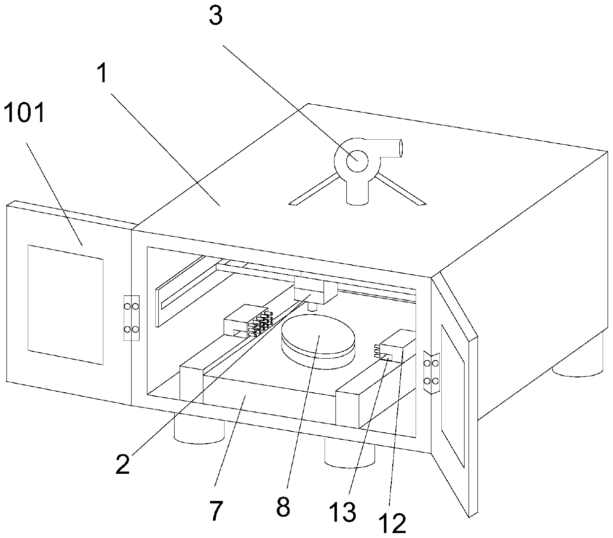 Quick drying device used in spraying paint on aluminium product