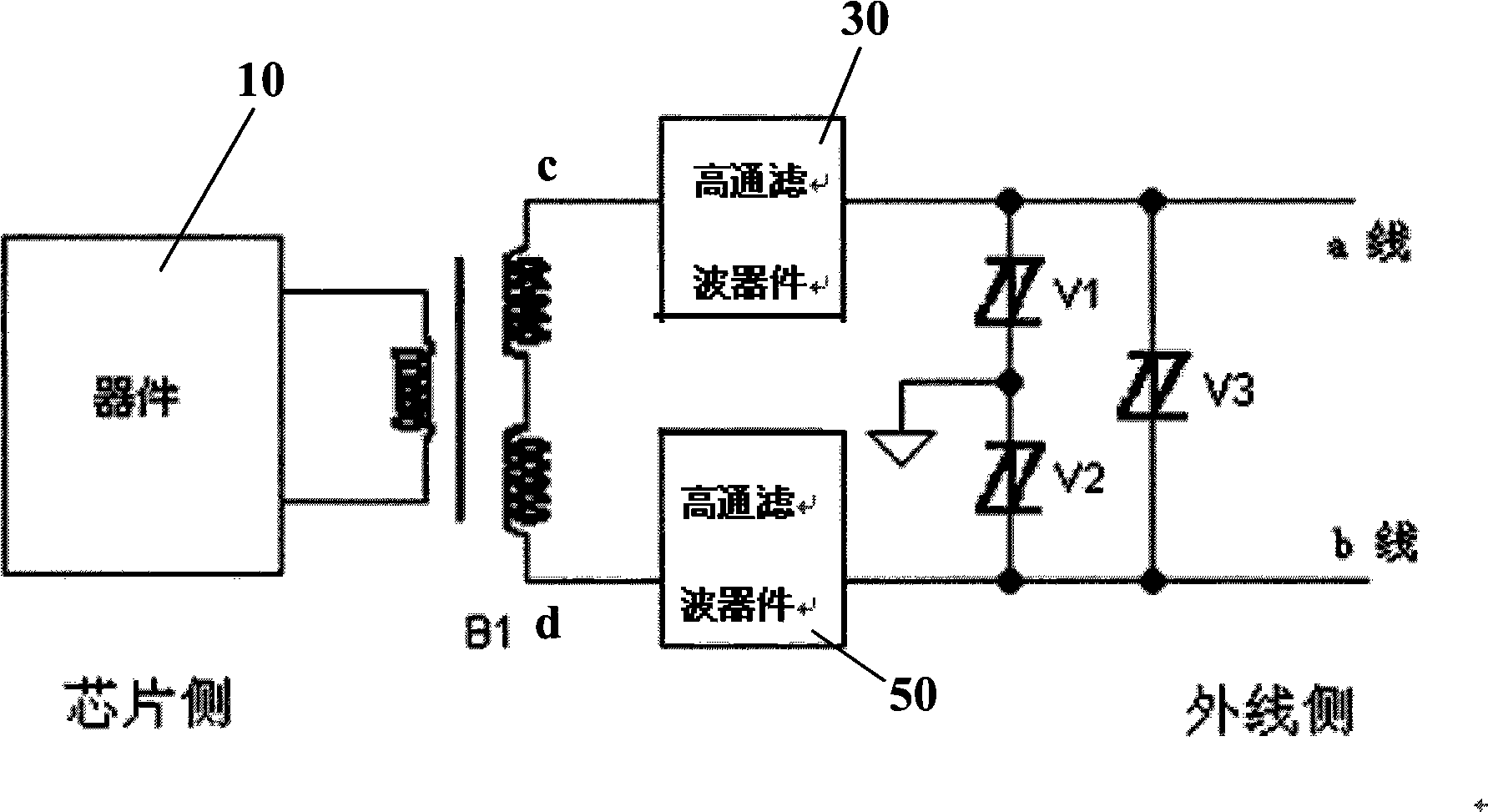 Protective circuit, communication equipment and method for protecting device in communication equipment