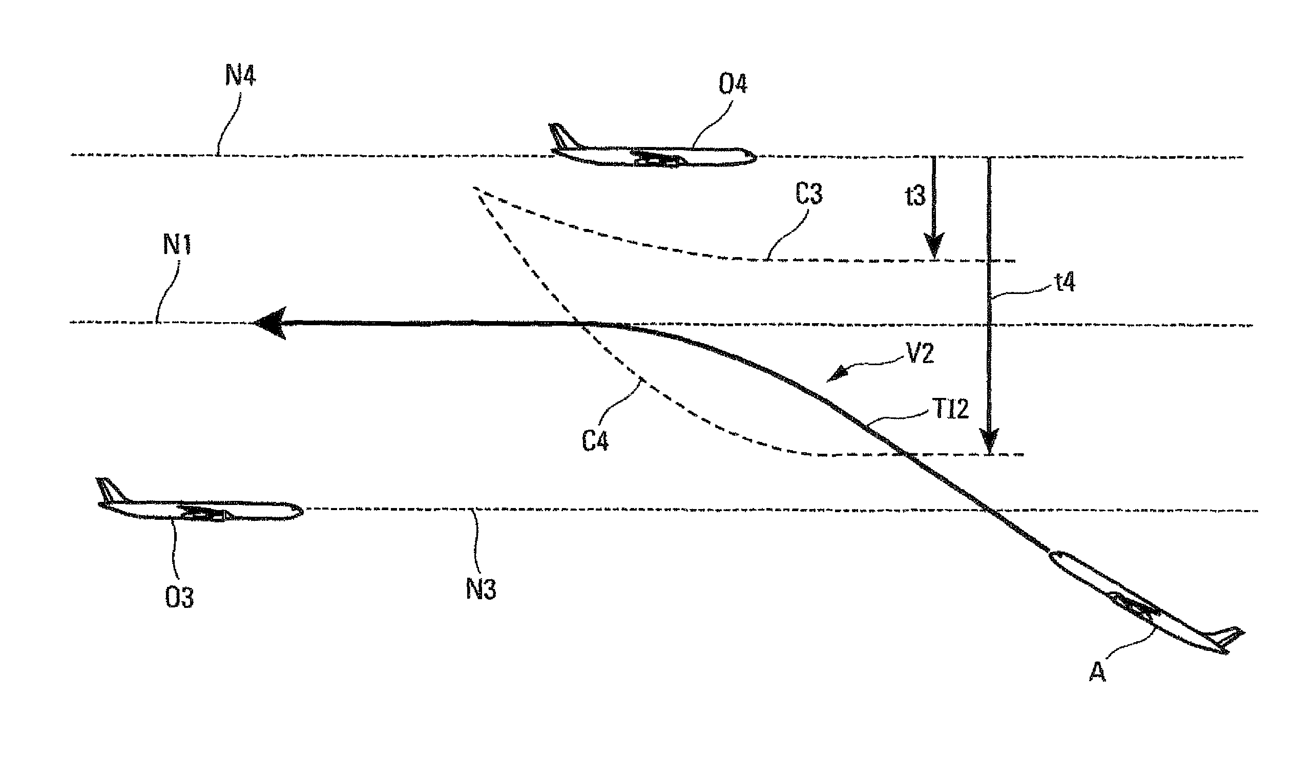 Method and device to assist in the driving of a vehicle, in particular of an aircraft, for the avoidance of obstacles