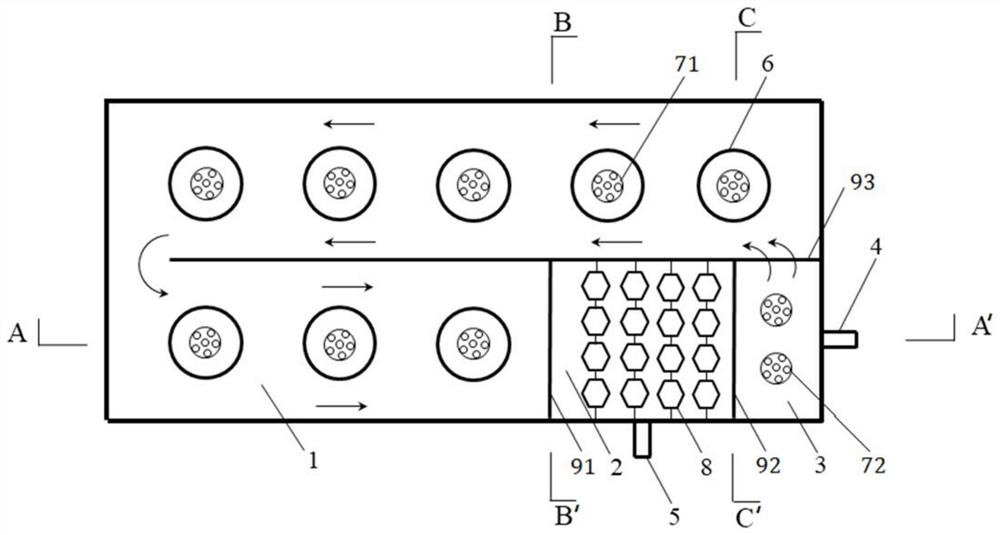 Gas stripping double circulation-continuous flow granular sludge reactor and method for treating sewage by adopting reactor