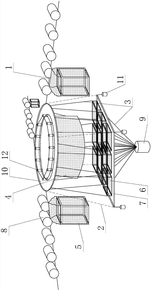 Comprehensive multi-trophic-level marine cage aquaculture system device and aquaculture method