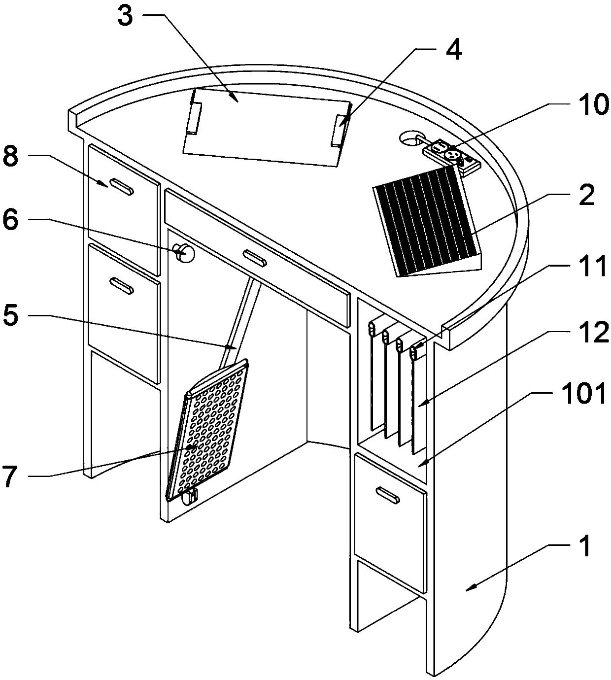 Adjustable multifunctional teacher's desk