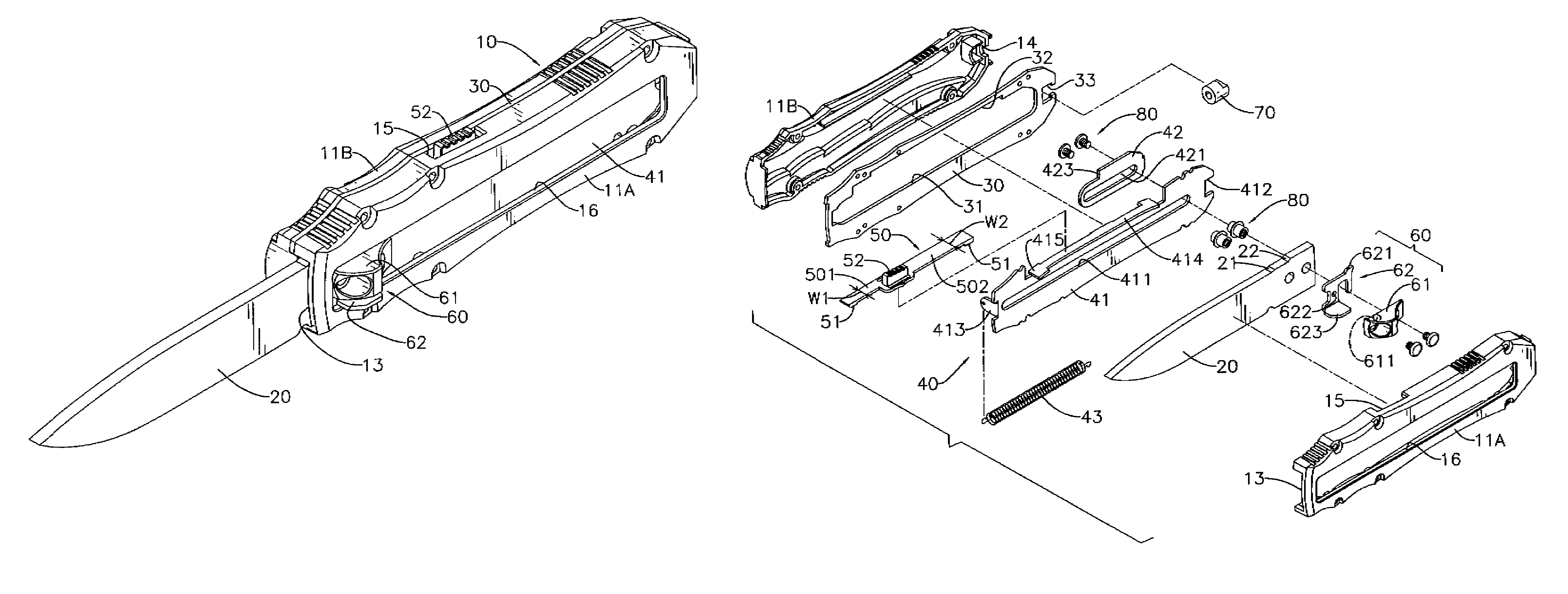 Retractable blade knife with opening assisted mechanism