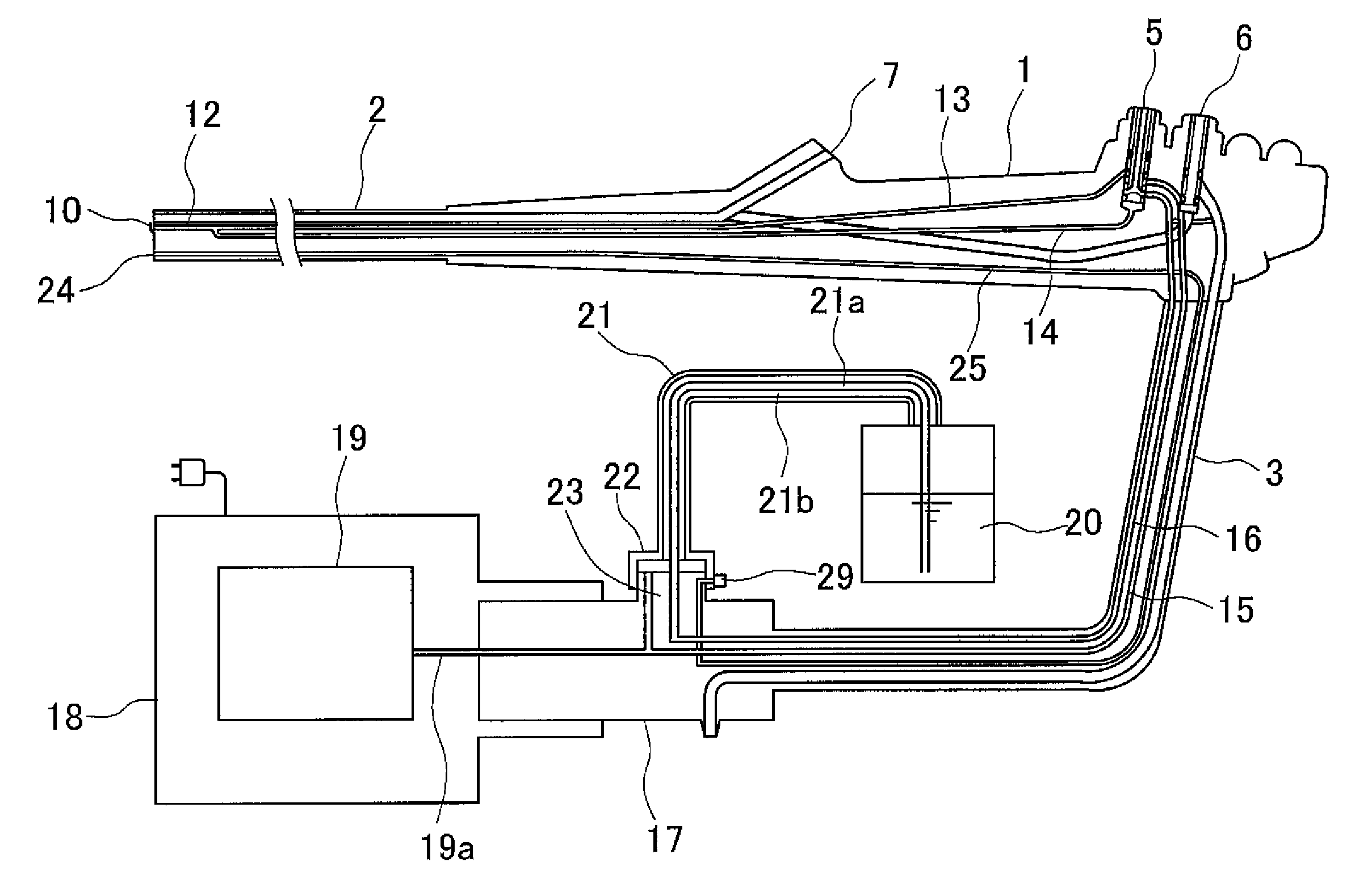 Endoscopic fluid feed system