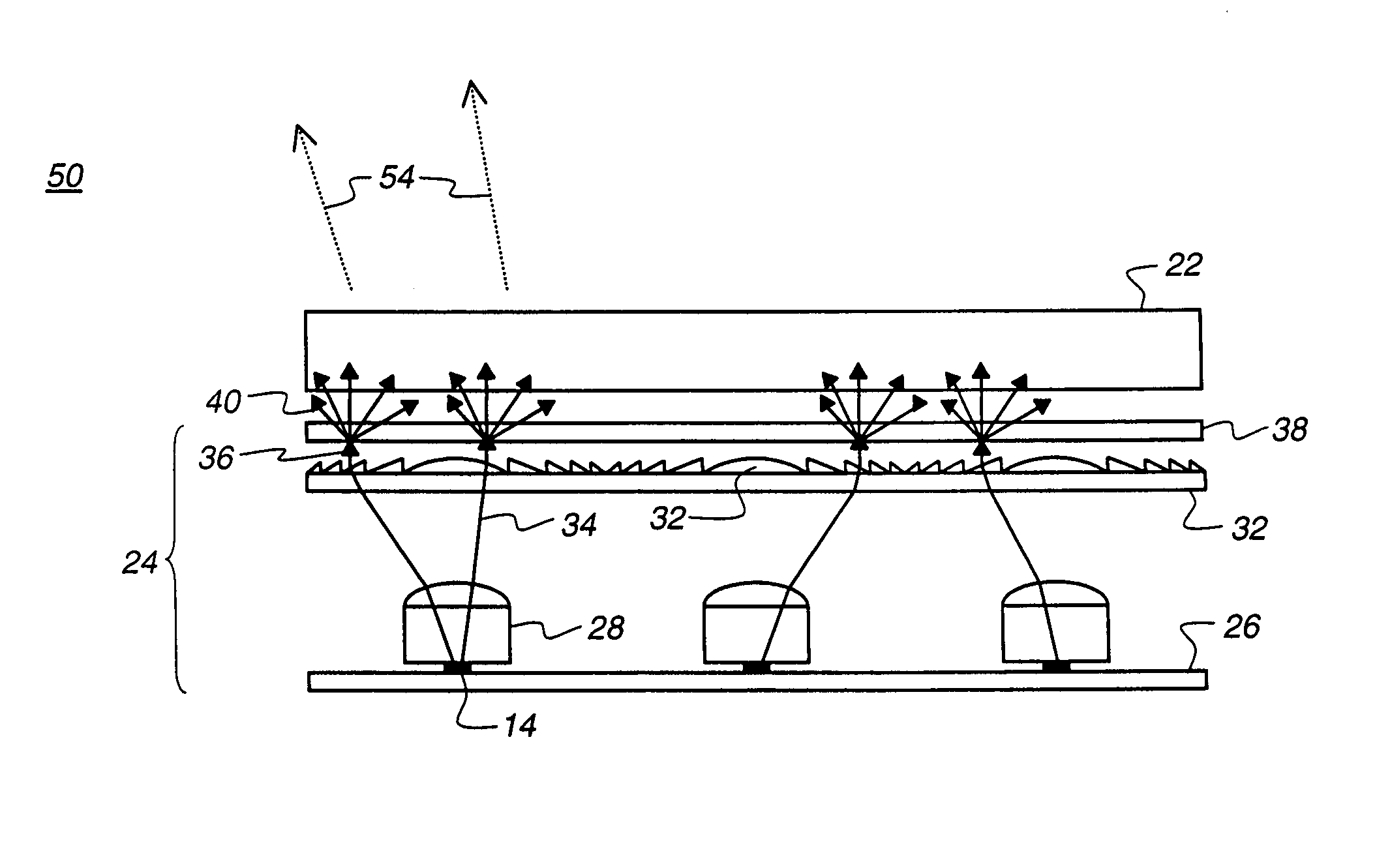 Backlight using surface-emitting light sources