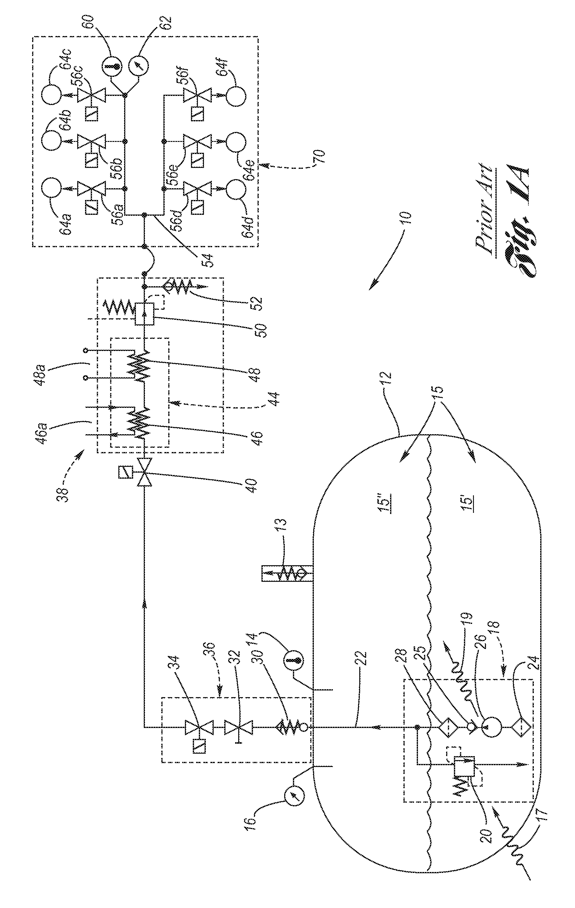 Fuel tank temperature and pressure management via selective extraction of liquid fuel and fuel vapor