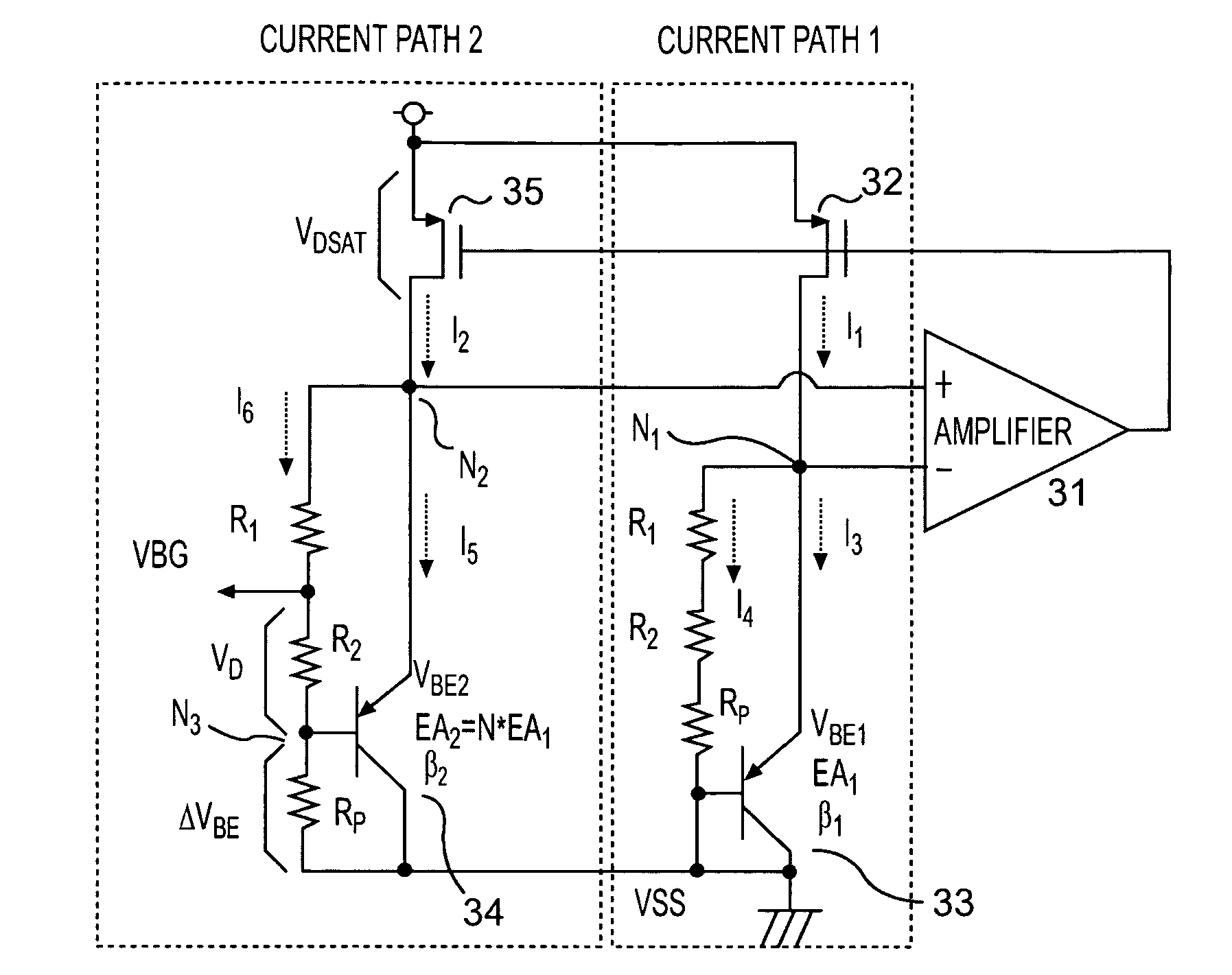 Band-gap circuit with high power supply rejection ratio