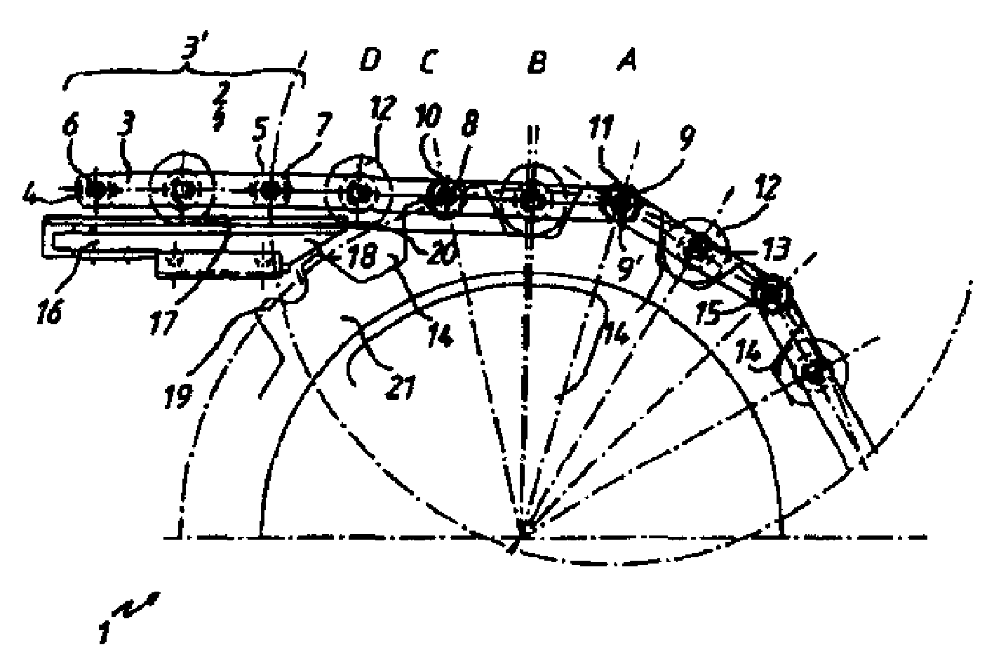 Method for guiding plate link chainsin area of reversing devices of pedestrian conveyor system