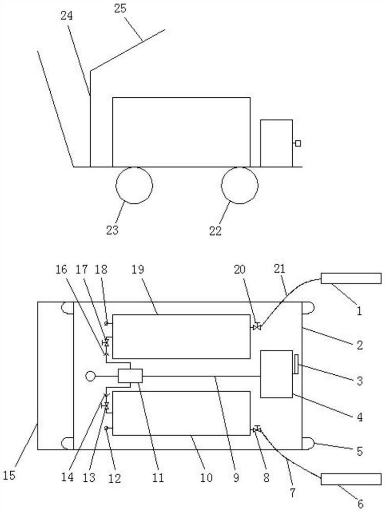 Hand-push dual-agent fire extinguishing device for ship deck