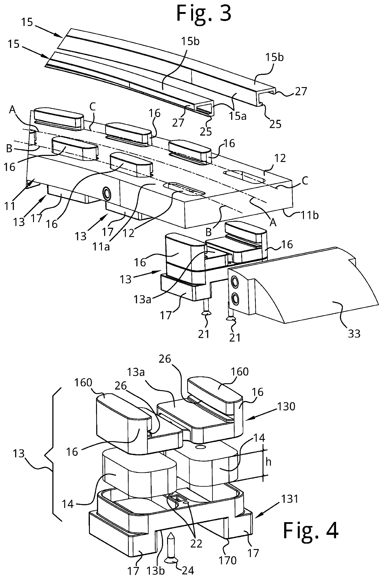 Modular structure curved magnetic guide for guiding the chain of a conveyor chain