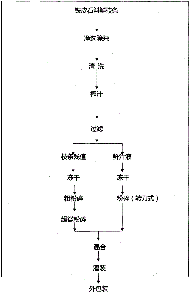 Preparation process for active dendrobium officinale freeze-dried powder