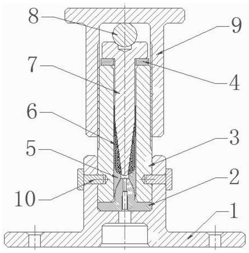 Fuel press-fitting mold for cylinder thin-wall structure projectile body and using method of fuel press-fitting mold