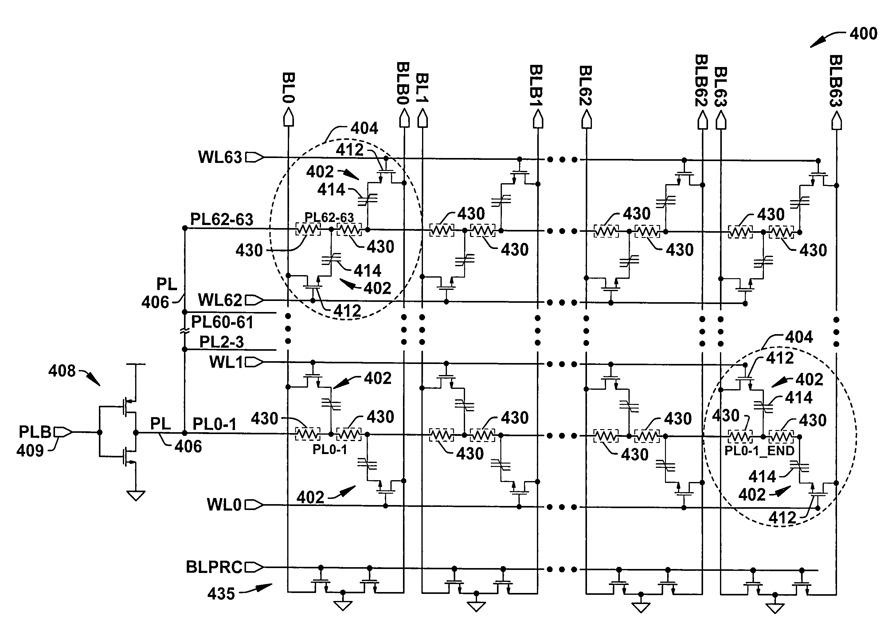 Low resistance plate line bus architecture