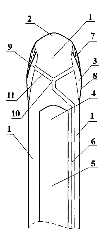 Contact limiting type double-saccule three-cavity catheter