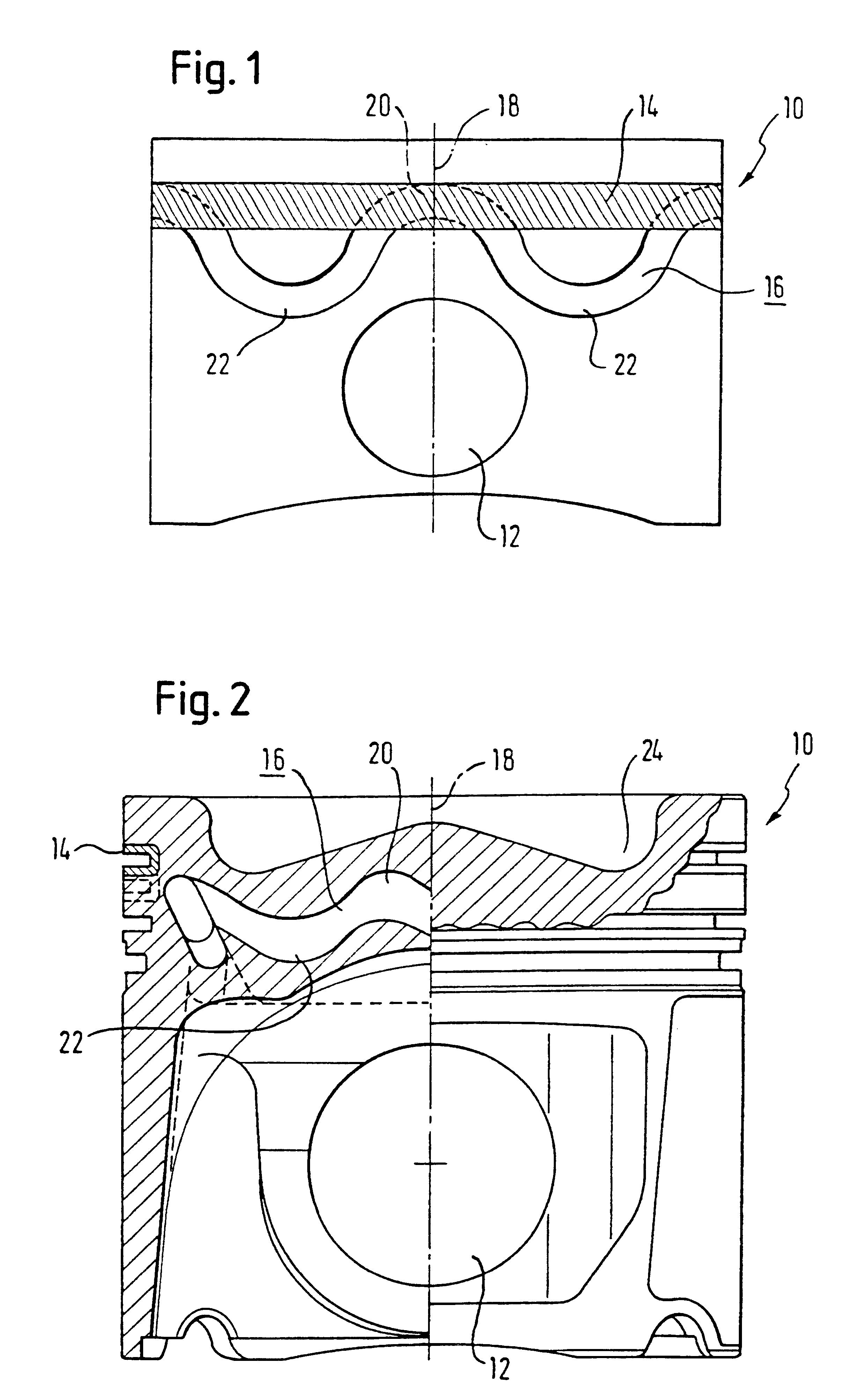 Liquid-cooled piston