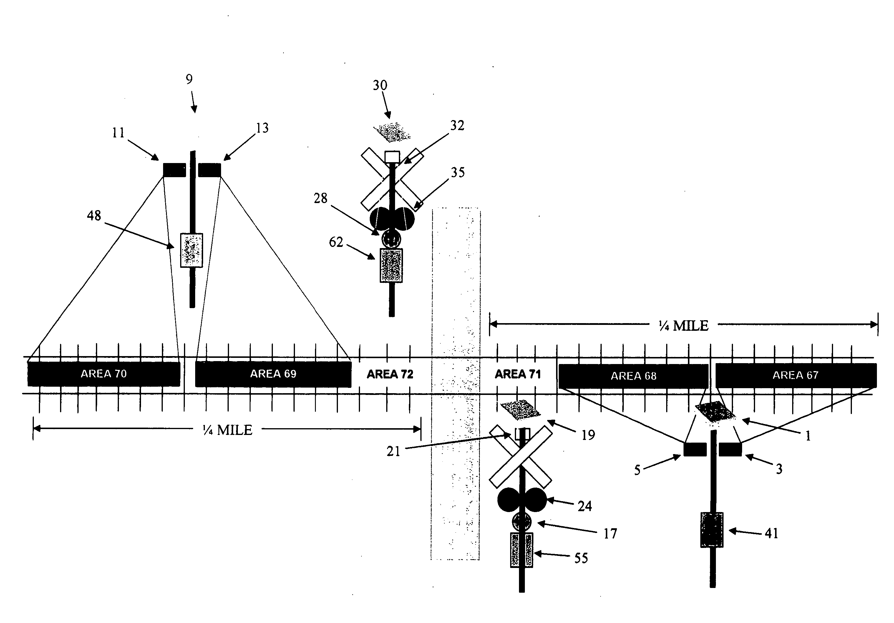 Railroad crossing warning system