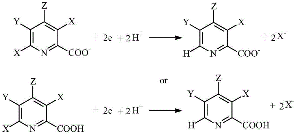 Selective electrochemical reduction method of halogenated picolinic acid or its salt compounds