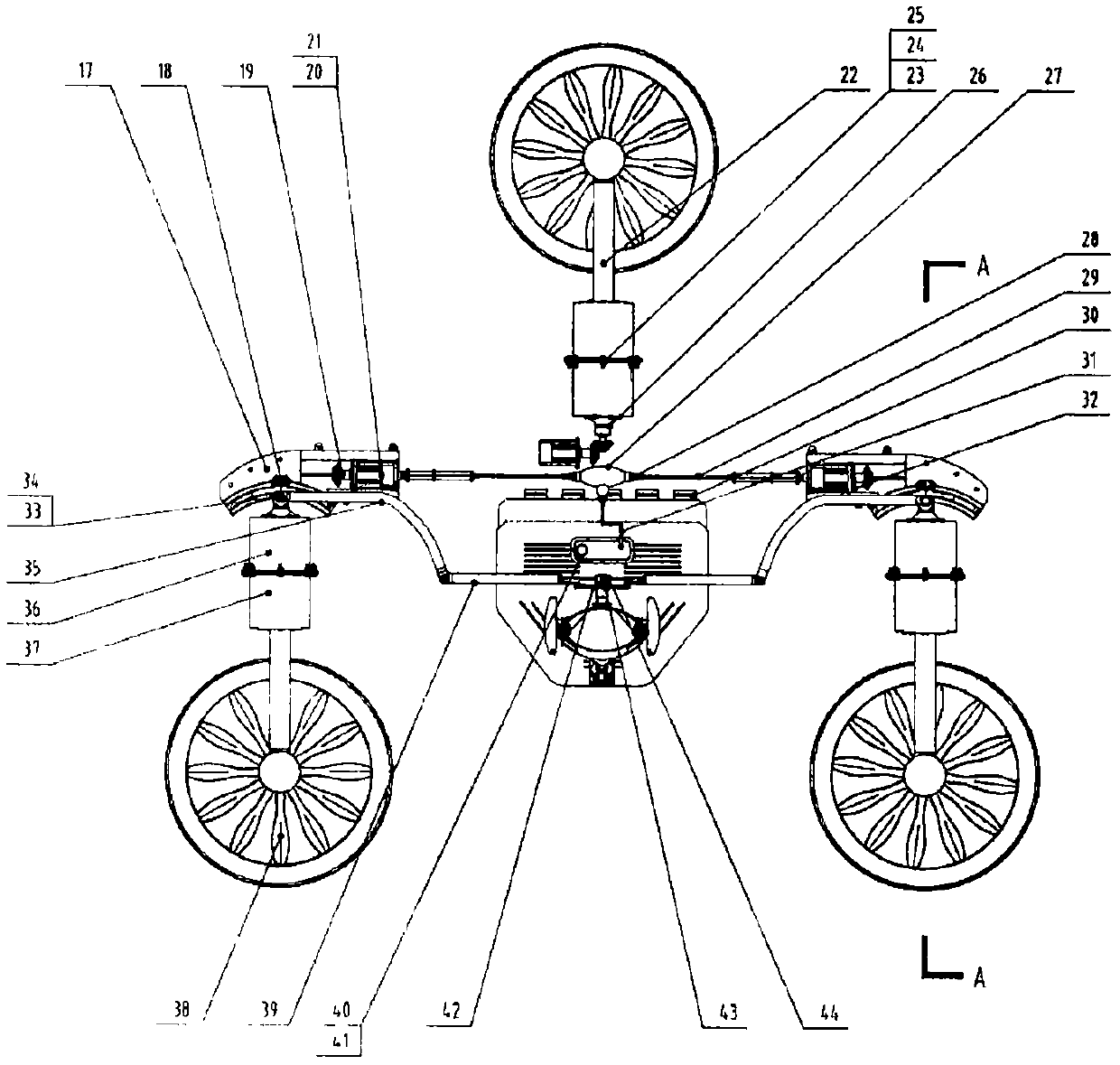 Novel three-rotor amphibious manned aircraft