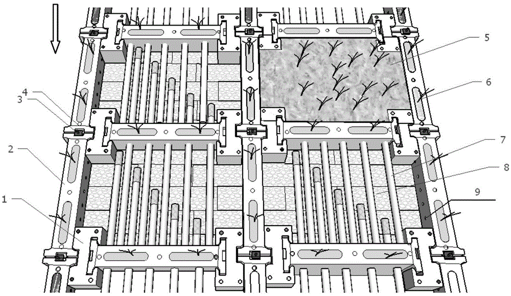 Assembly type ecological combined protection slope and construction method