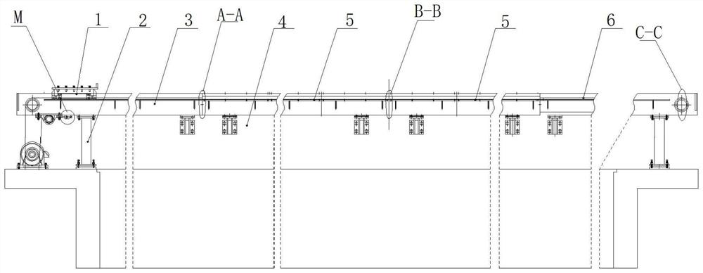 Continuous transmission side discharging device of machine tool