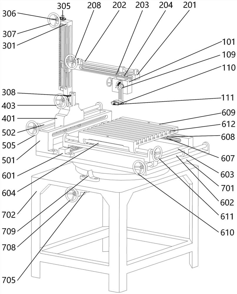 Adjusting device for profile cutting and angle welding