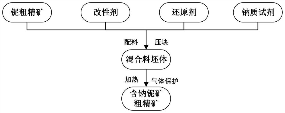 Method for converting niobium minerals in niobium rough concentrate into niobium ore and producing niobium concentrate