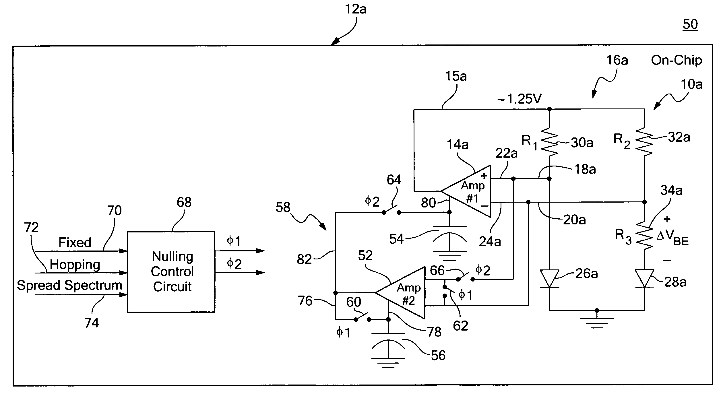 Auto-nulled bandgap reference system and strobed bandgap reference circuit