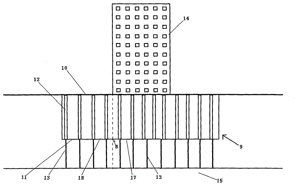 Construction method of building pile body in underground space and building structure of underground space