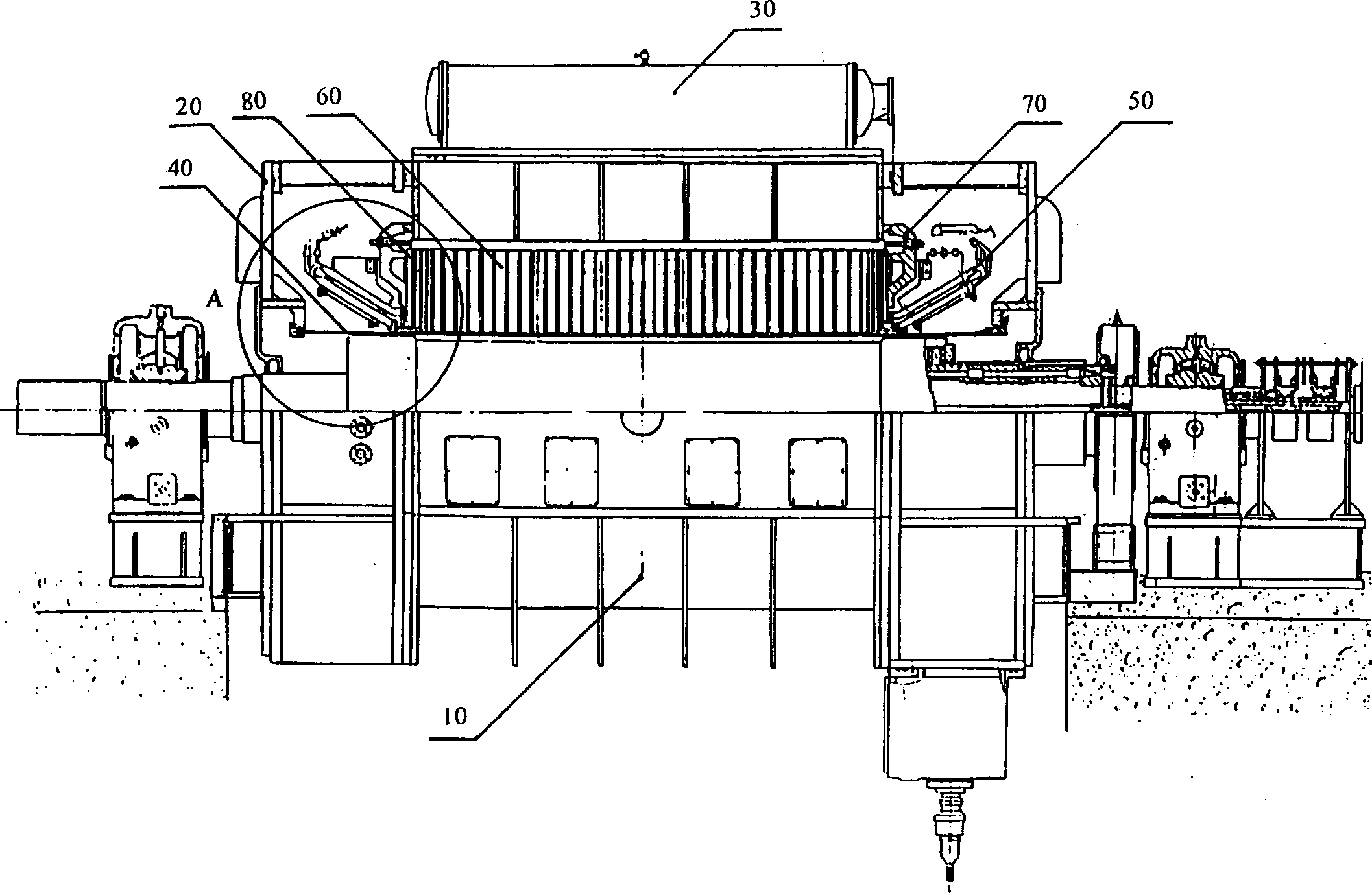 Full immersed type self circular loop of evaporative cooling stator of steam turbine generator