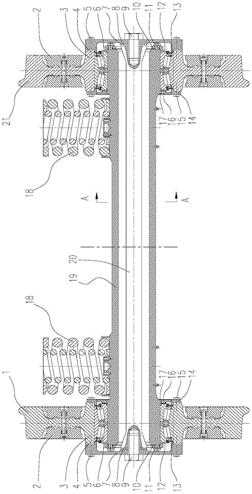 Hollow axle bridge structure and light wheel pair