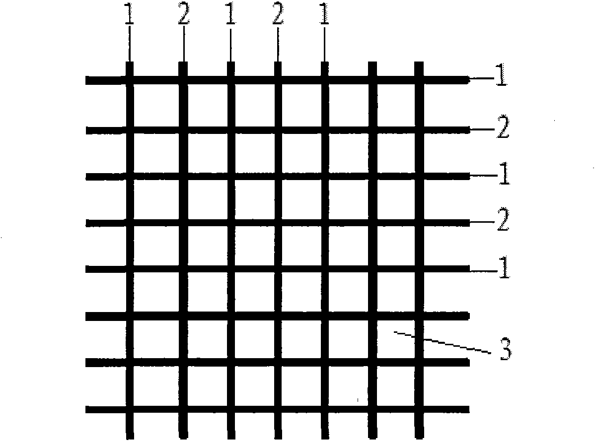 Hybrid fabric grid made from carbon fiber and basalt fiber