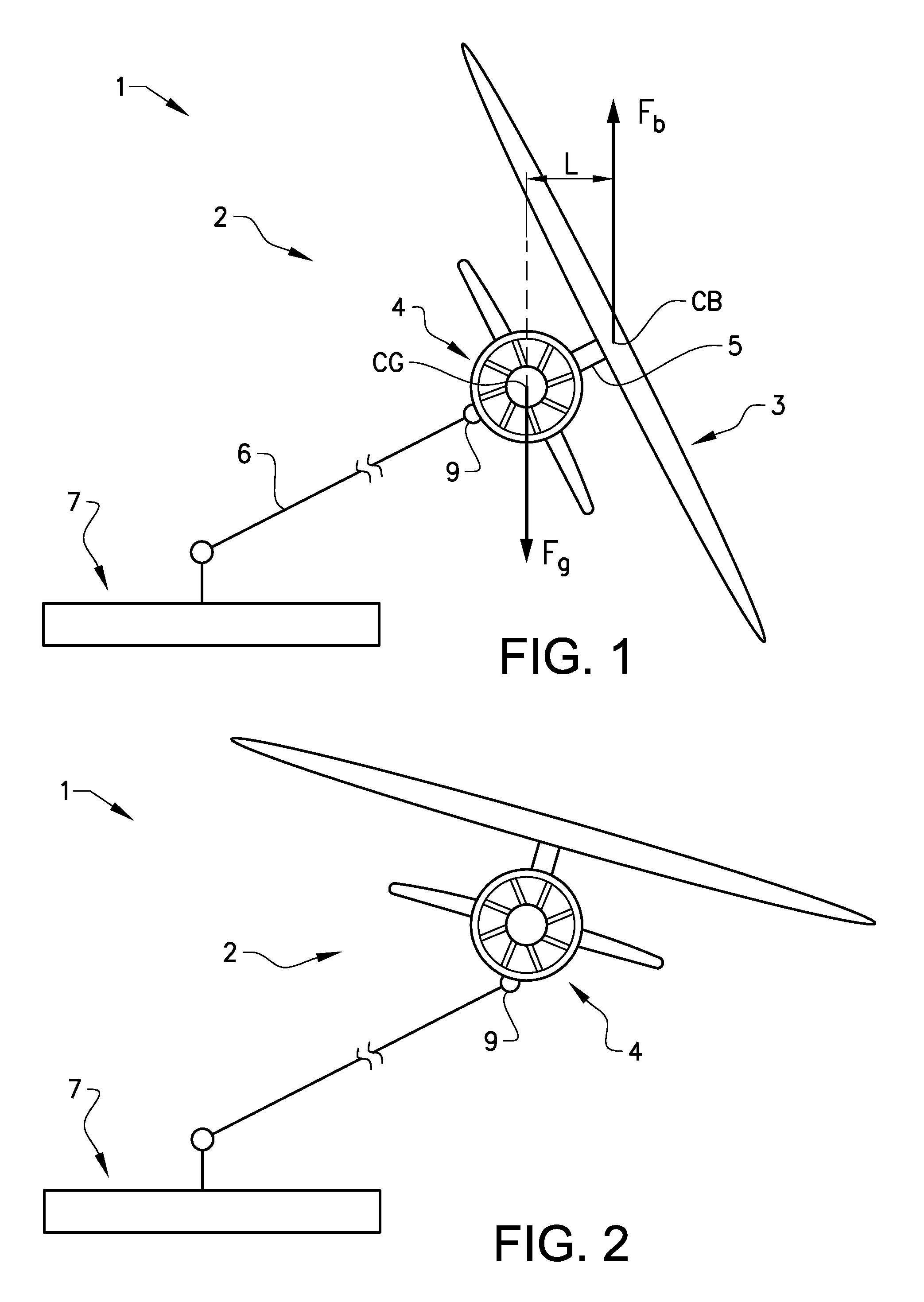 Wing and turbine configuration for power plant