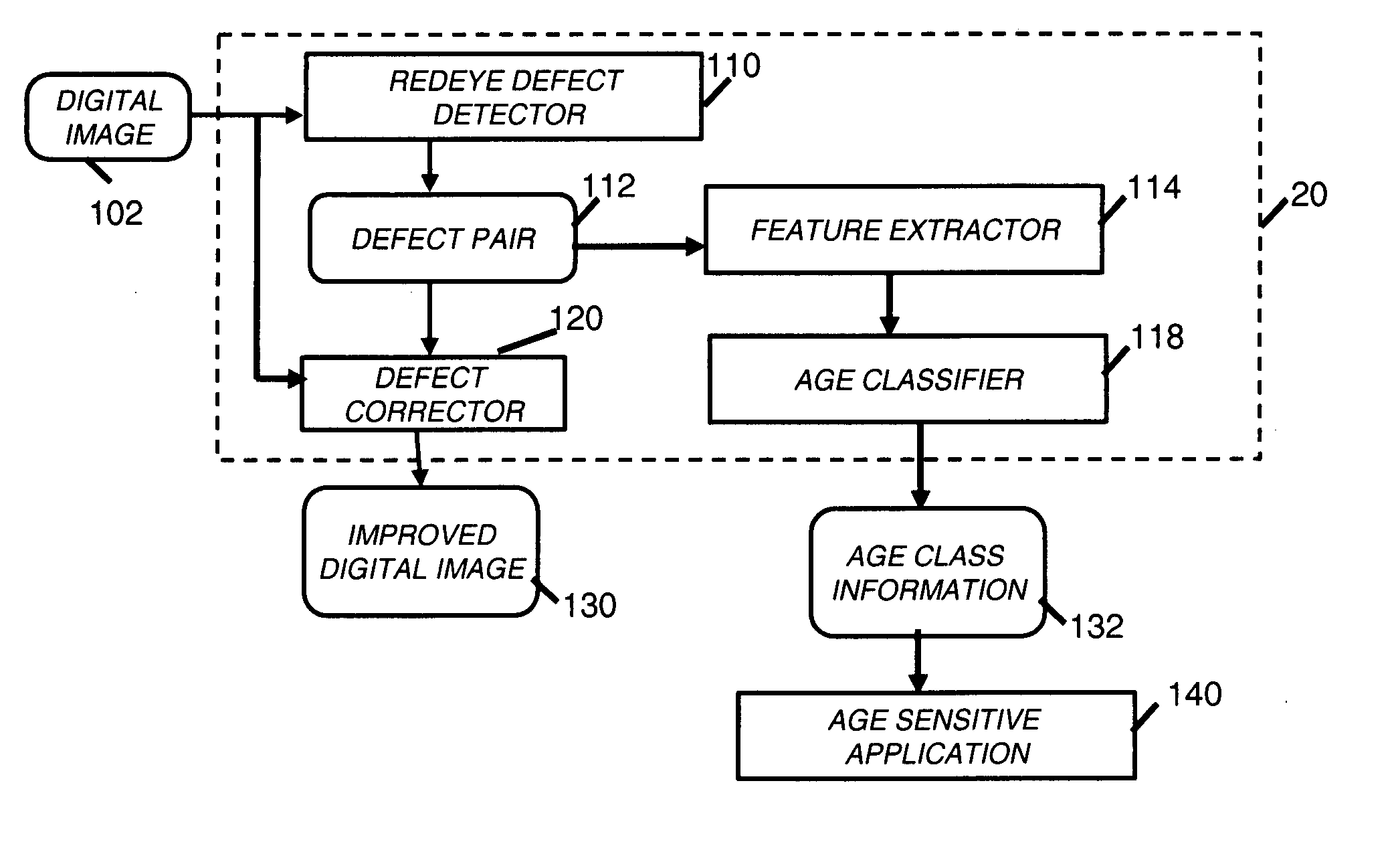 Determining the age of a human subject in a digital image