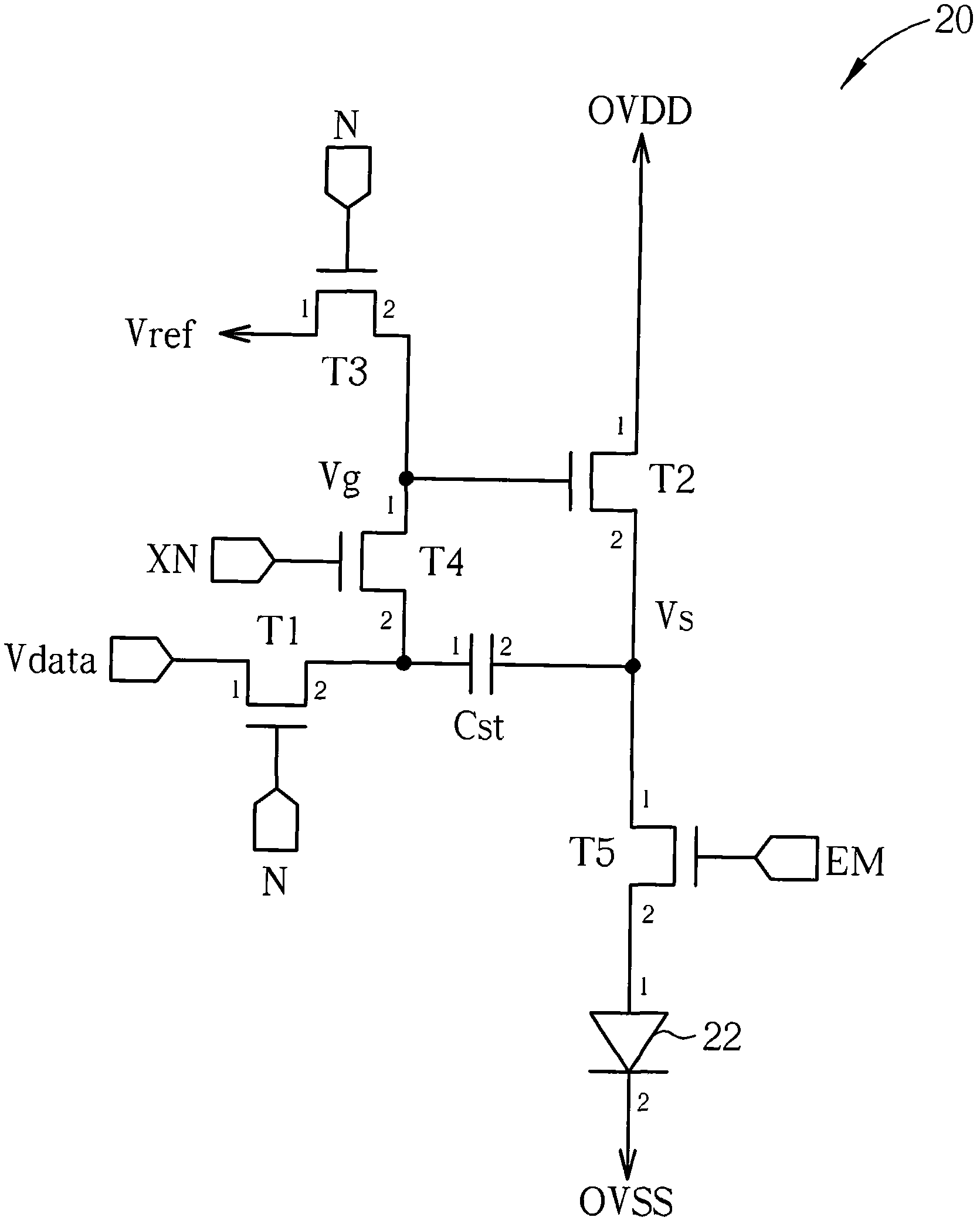 Pixel driving circuit of organic light-emitting diode