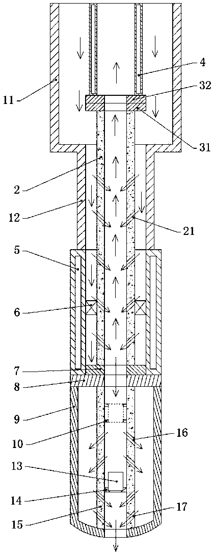 Deep-layer dry heat rock and medium-deep-layer geothermal source energy-gathering heat-exchange device