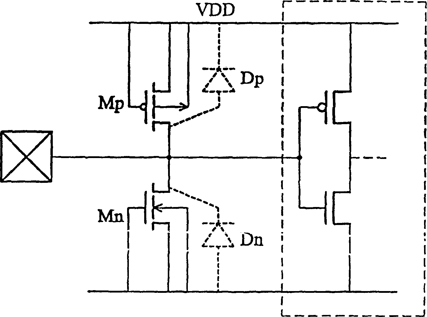 Static discharge protection circuit and relative metal oxide semiconductor transistor structure