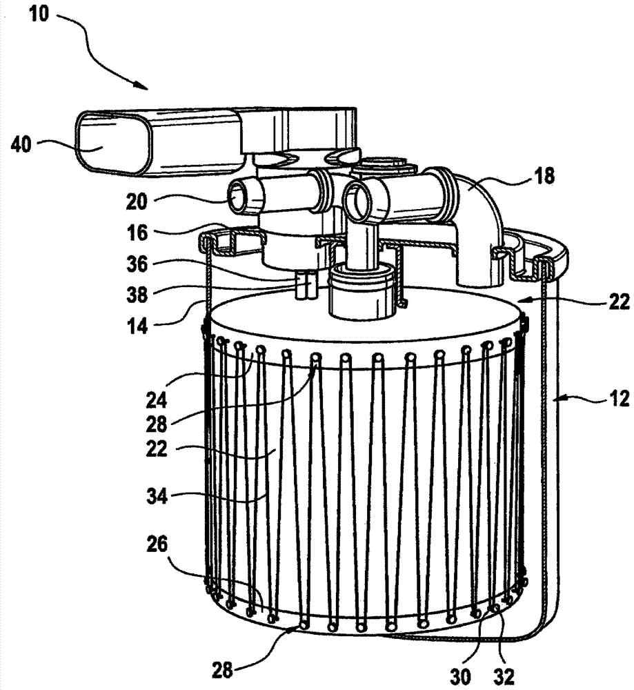 Filter device with heating device for heating medium and its use in motor vehicles