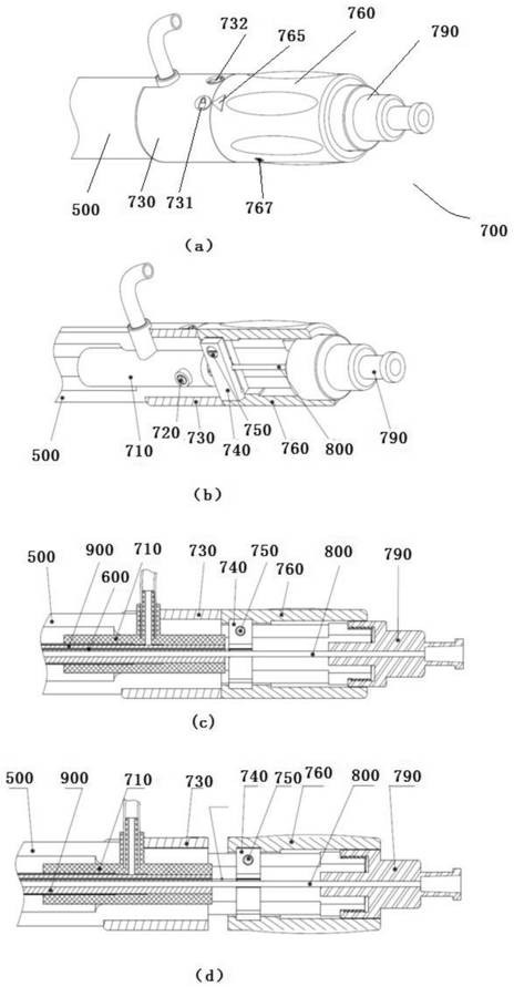 Front-end rear release mechanism of interventional stent conveyor, conveyor and using method