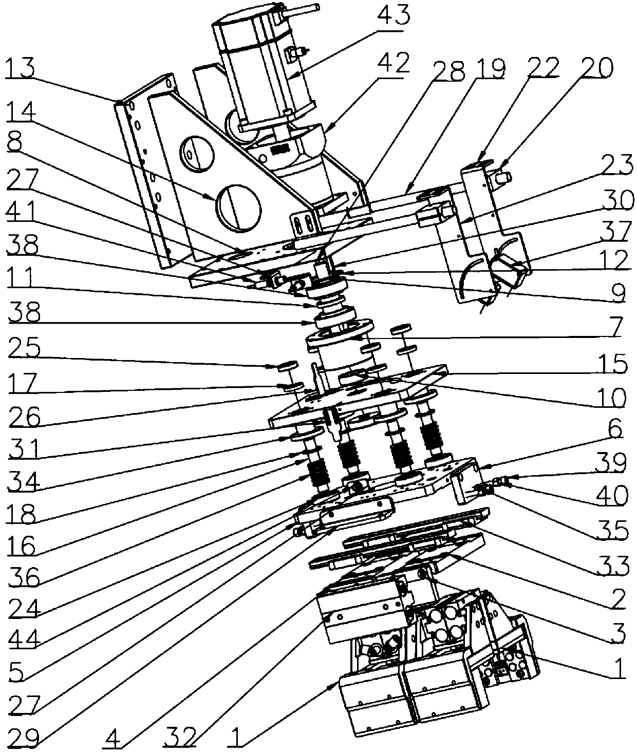 Mechanical arm of double gripper structure and control method of mechanical arm