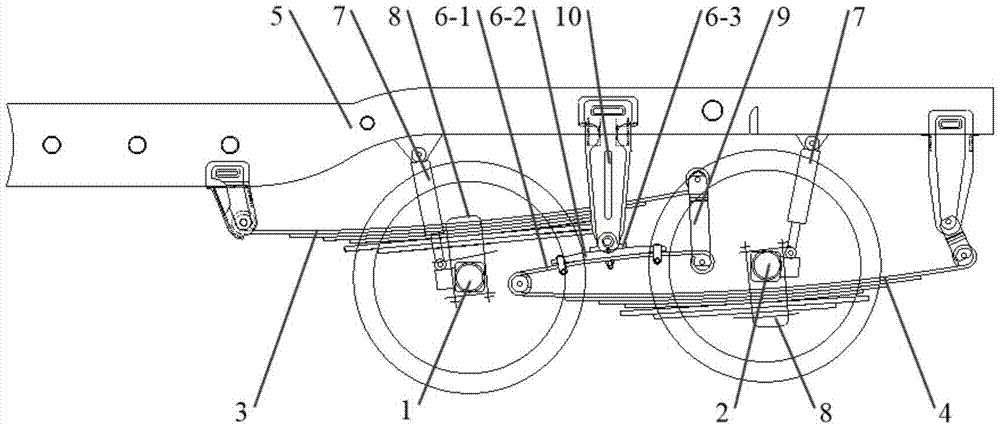 Variable-rigidity leaf spring crossed type balanced suspension