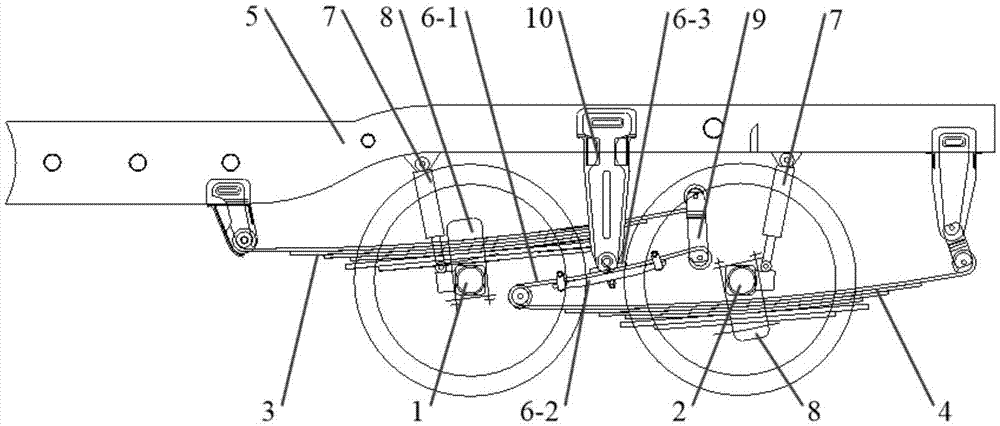 Variable-rigidity leaf spring crossed type balanced suspension