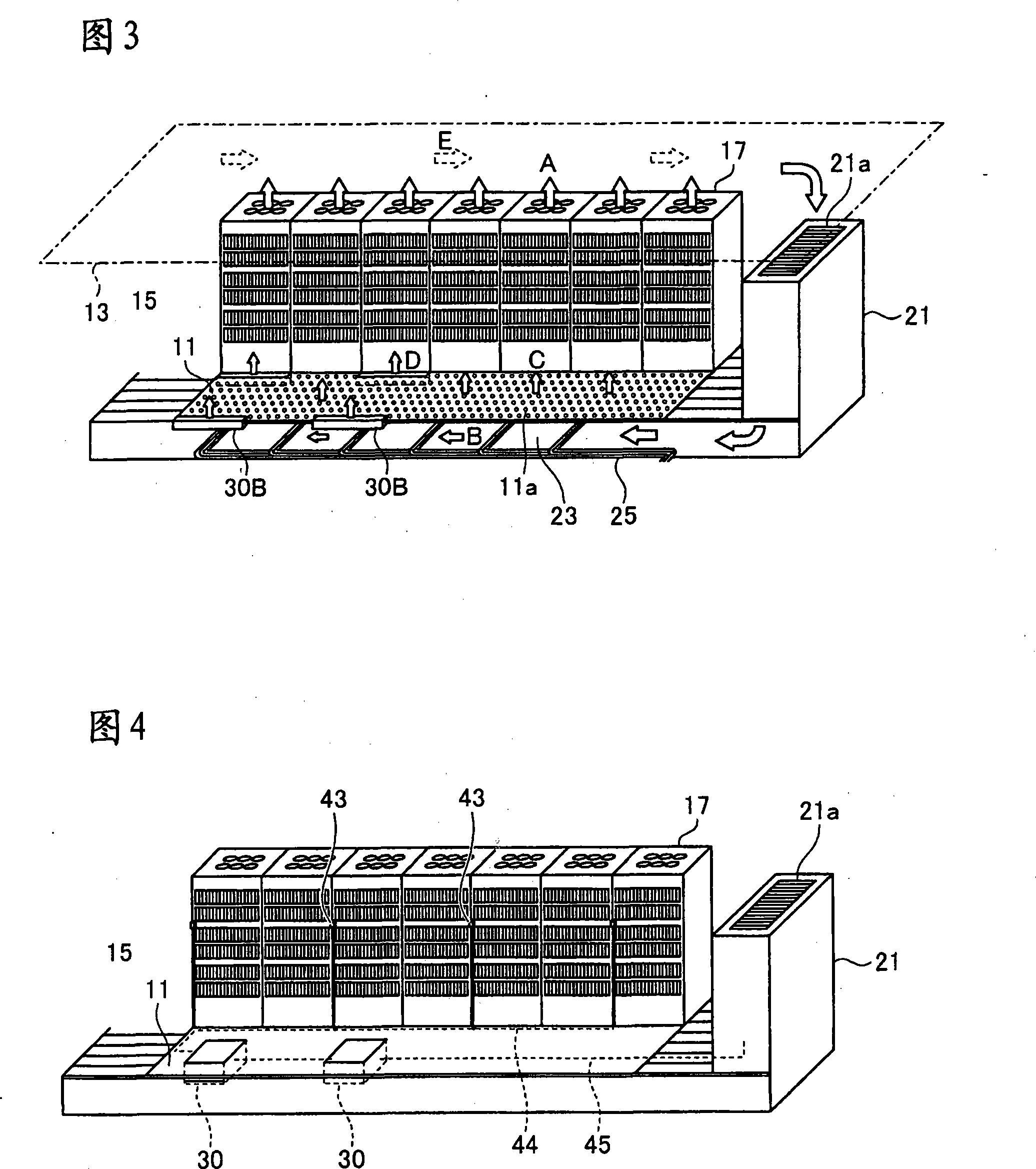 Blowing out device system for air conditioner, heat removal transmission device system and air conditioning system with the same