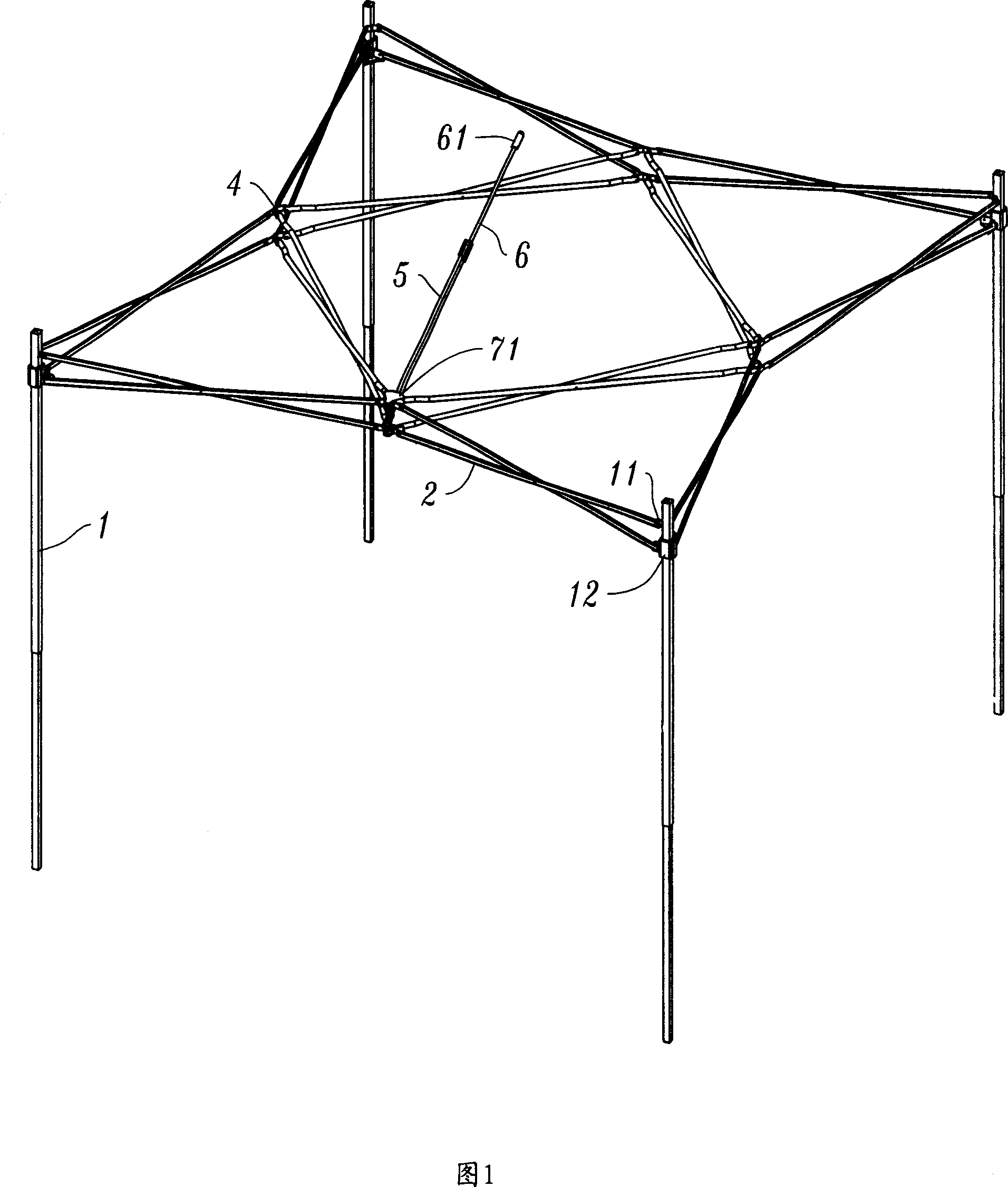 Folding tent support